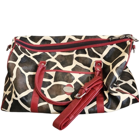 Dooney & Bourke Stylish Giraffe Printe Leather Duffel With Strap - Picture 1 of 1